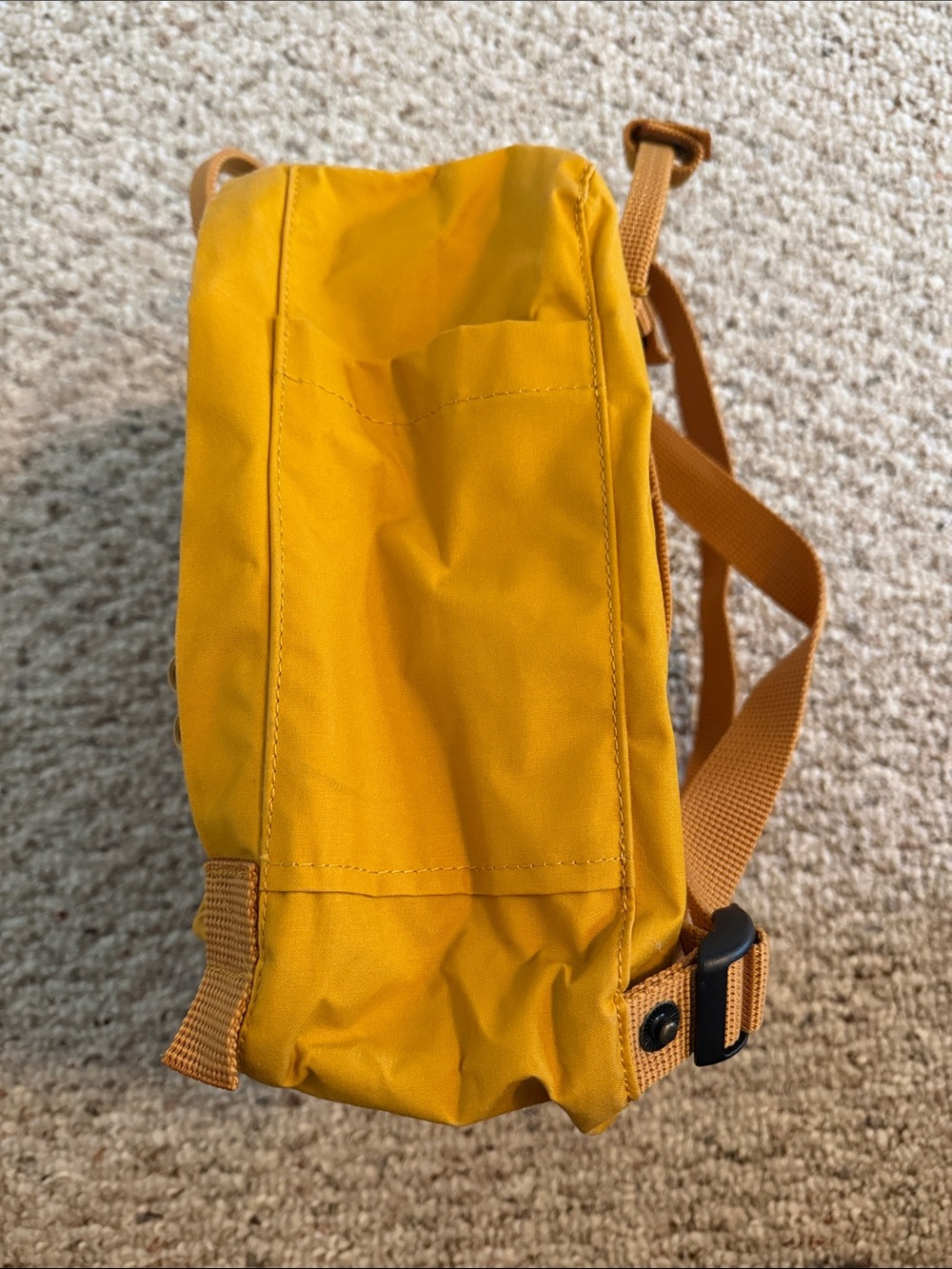Fjallraven Kanken Kids Backpack in Mustard Yellow with Red Logo - Picture 2 of 6